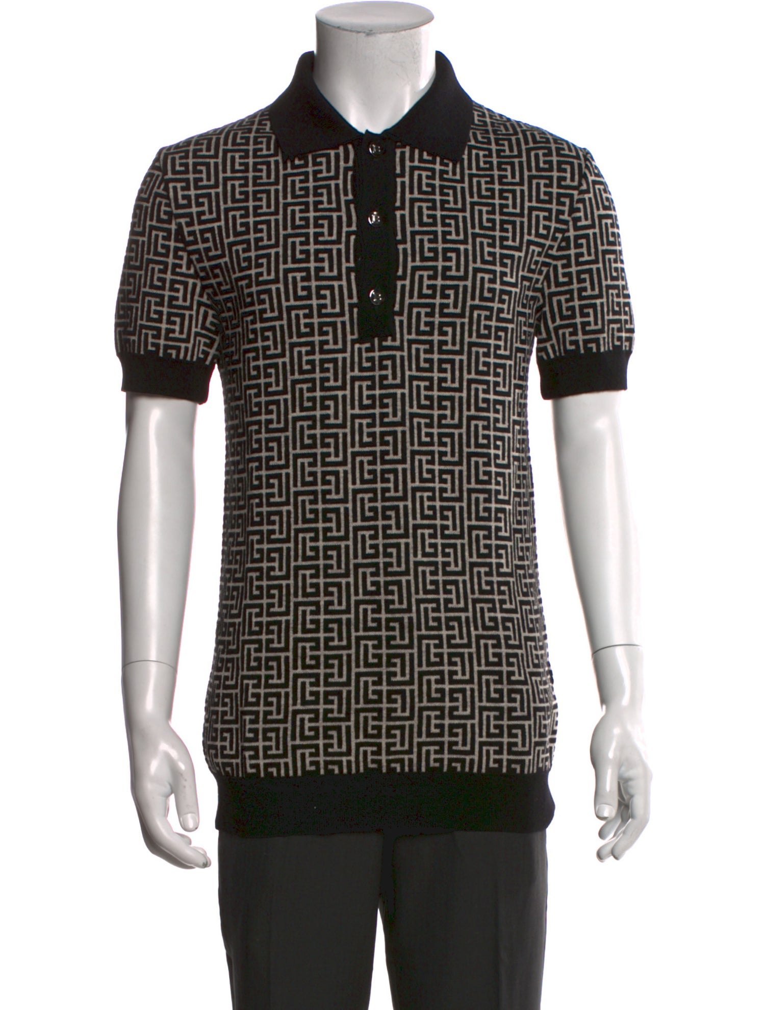 Balmain Printed Collar Polo Shirt