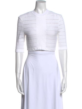 Balmain Striped Mock Neck Crop Top