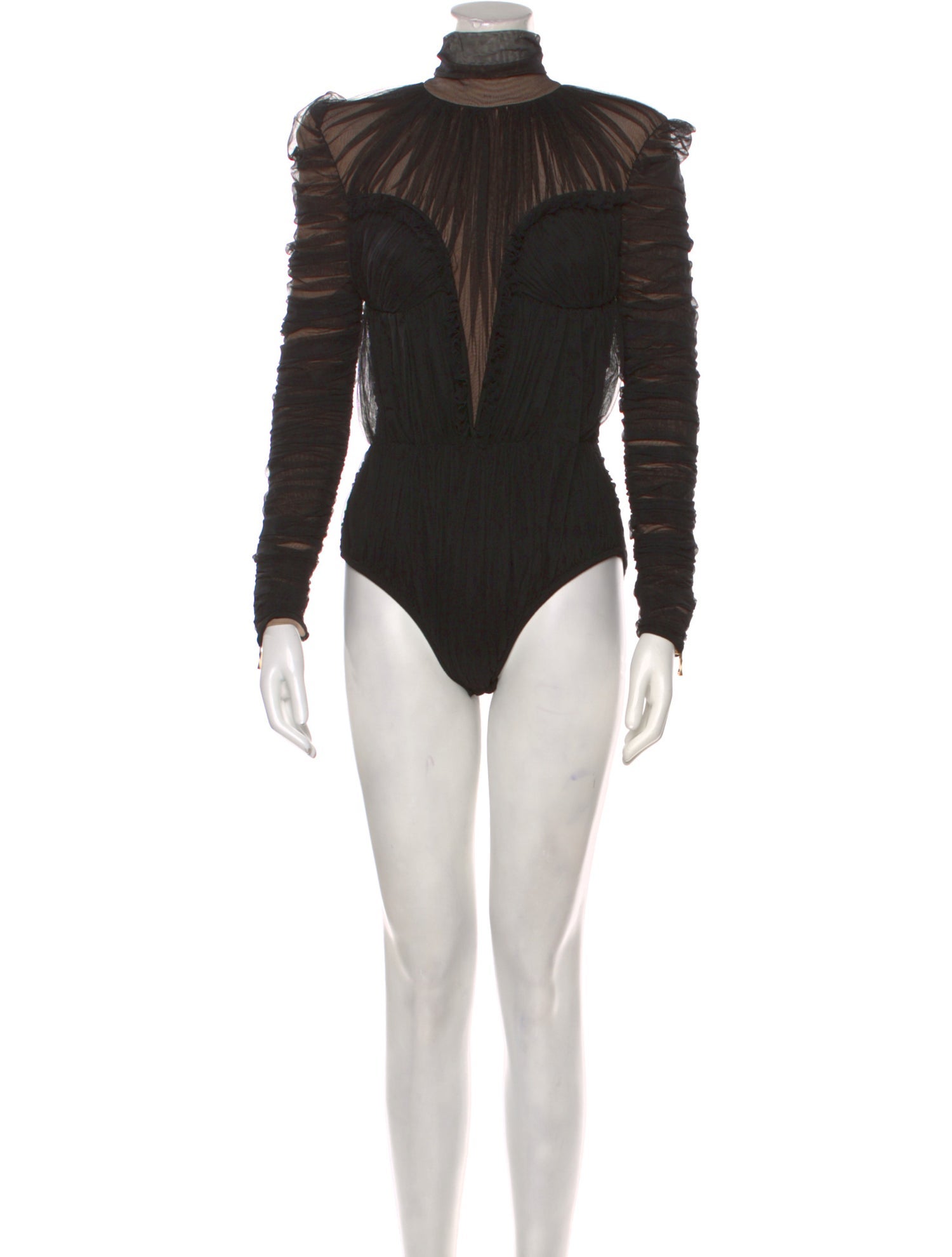 Balmain Mock Neck Long Sleeve Bodysuit