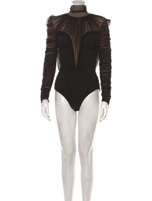 Balmain Mock Neck Long Sleeve Bodysuit