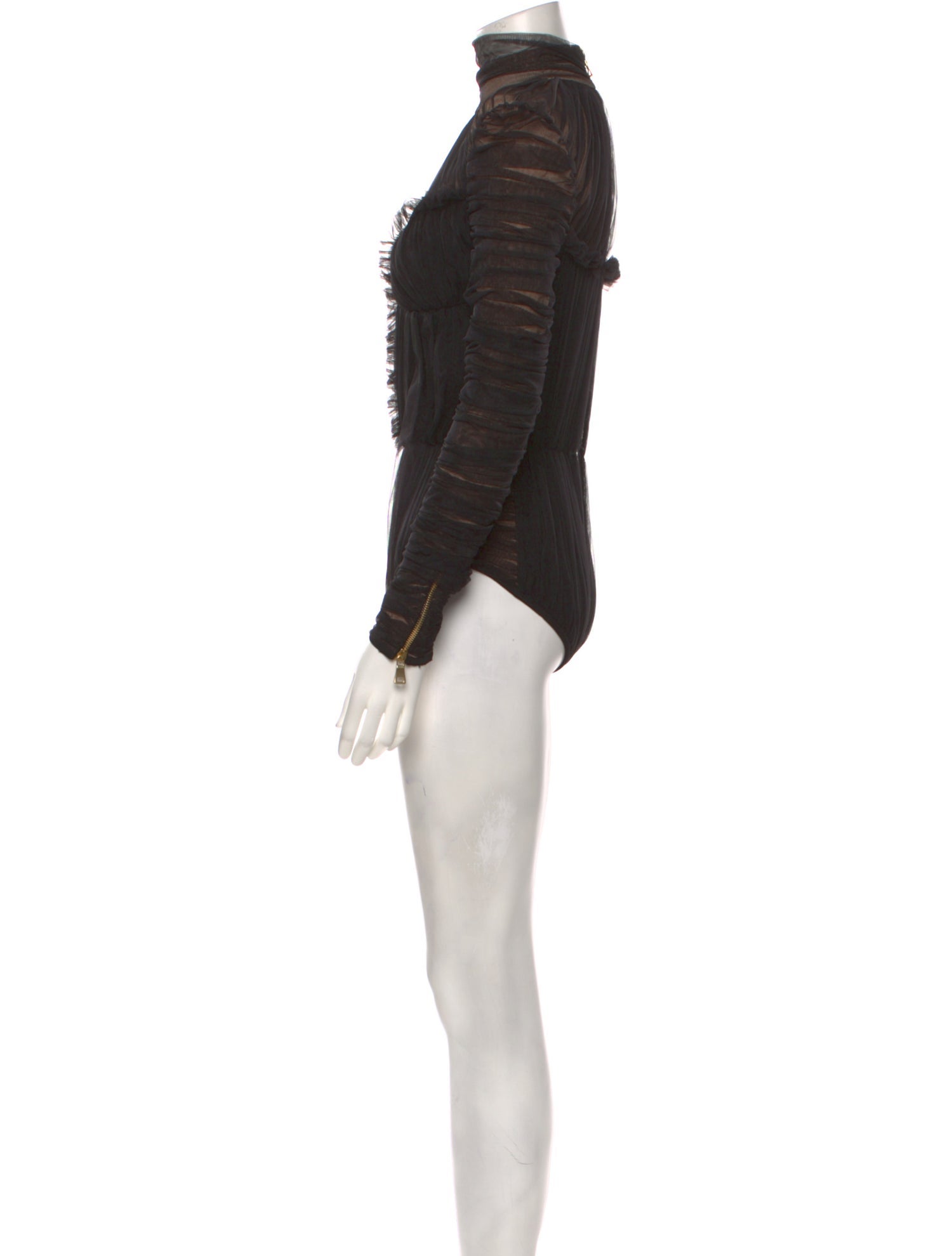 Balmain Mock Neck Long Sleeve Bodysuit