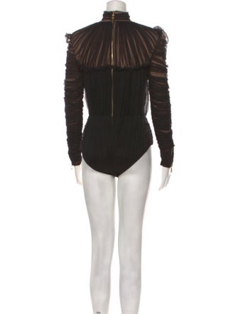 Balmain Mock Neck Long Sleeve Bodysuit