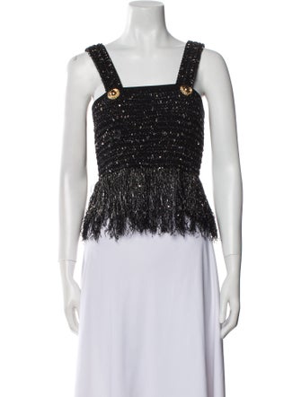 Balmain Square Neckline Sleeveless Crop Top