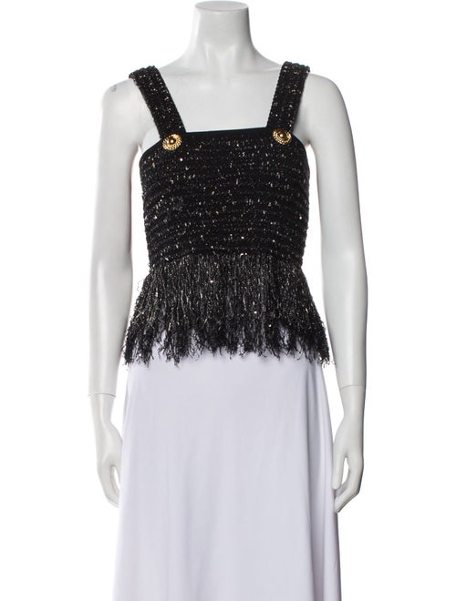 Balmain Square Neckline Sleeveless Crop Top