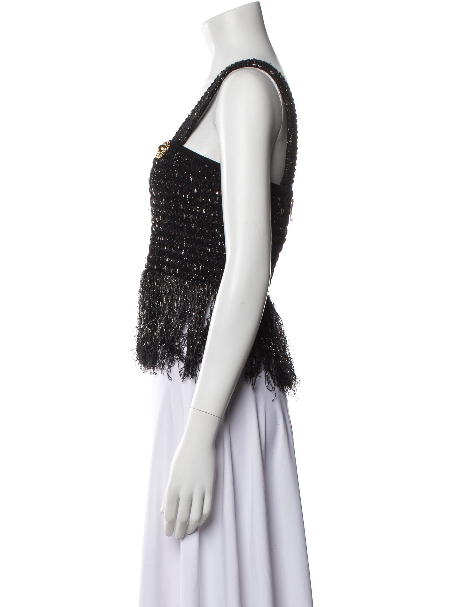 Balmain Square Neckline Sleeveless Crop Top