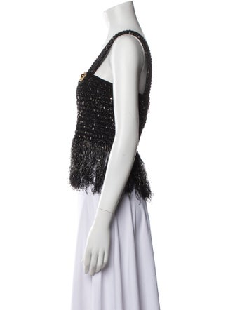 Balmain Square Neckline Sleeveless Crop Top