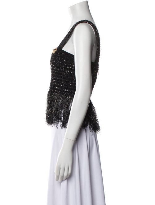 Balmain Square Neckline Sleeveless Crop Top