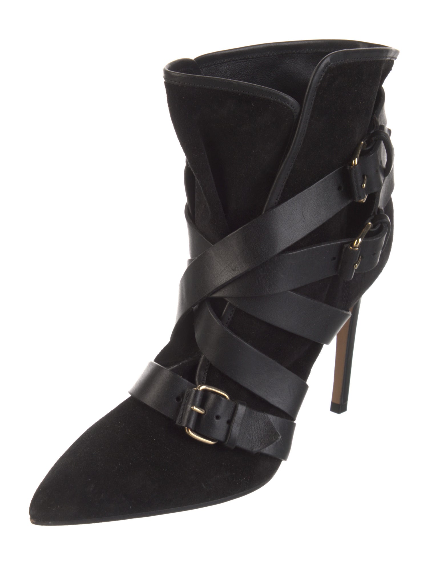 Balmain Suede Leather Trim Embellishment Boots