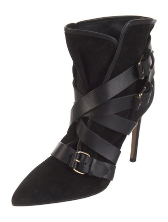 Balmain Suede Leather Trim Embellishment Boots