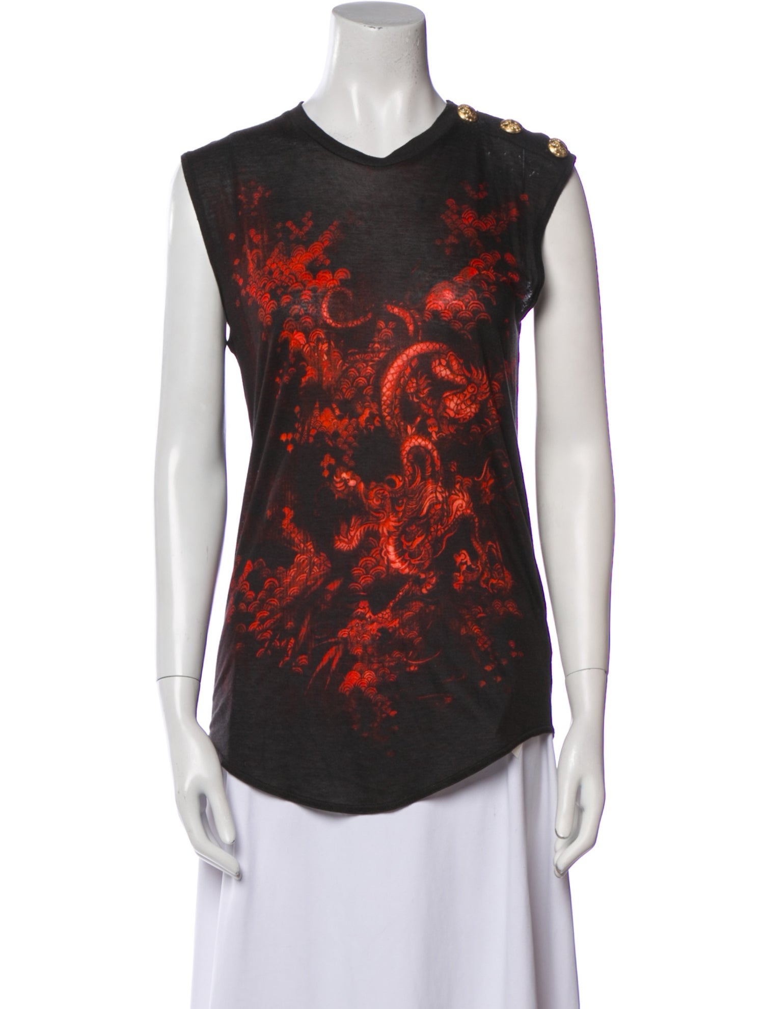 Balmain Printed Crew Neck Top