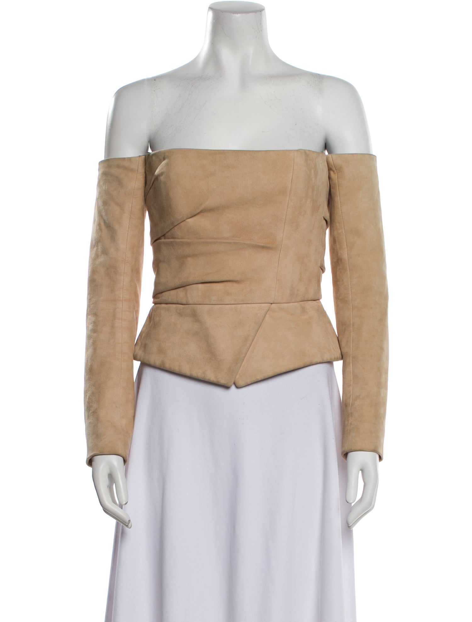 Balmain Off-The-Shoulder Long Sleeve Crop Top