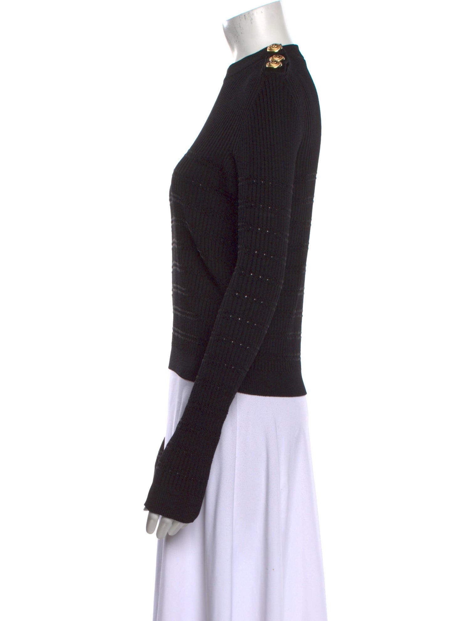 Balmain Mock Neck Long Sleeve Top