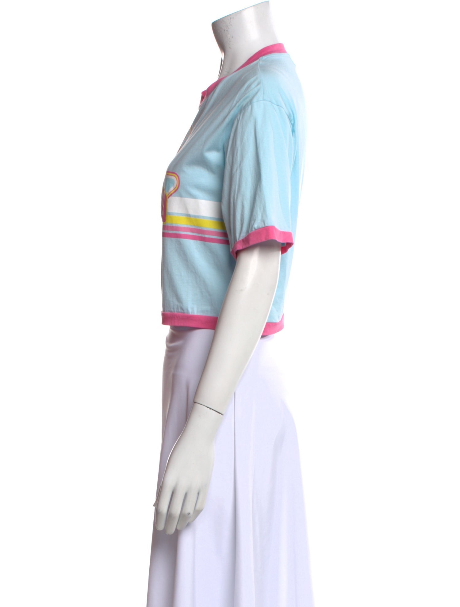 Balmain Graphic Print Crew Neck Crop Top