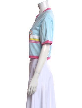 Balmain Graphic Print Crew Neck Crop Top