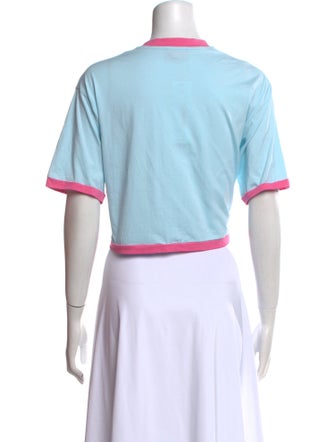 Balmain Graphic Print Crew Neck Crop Top