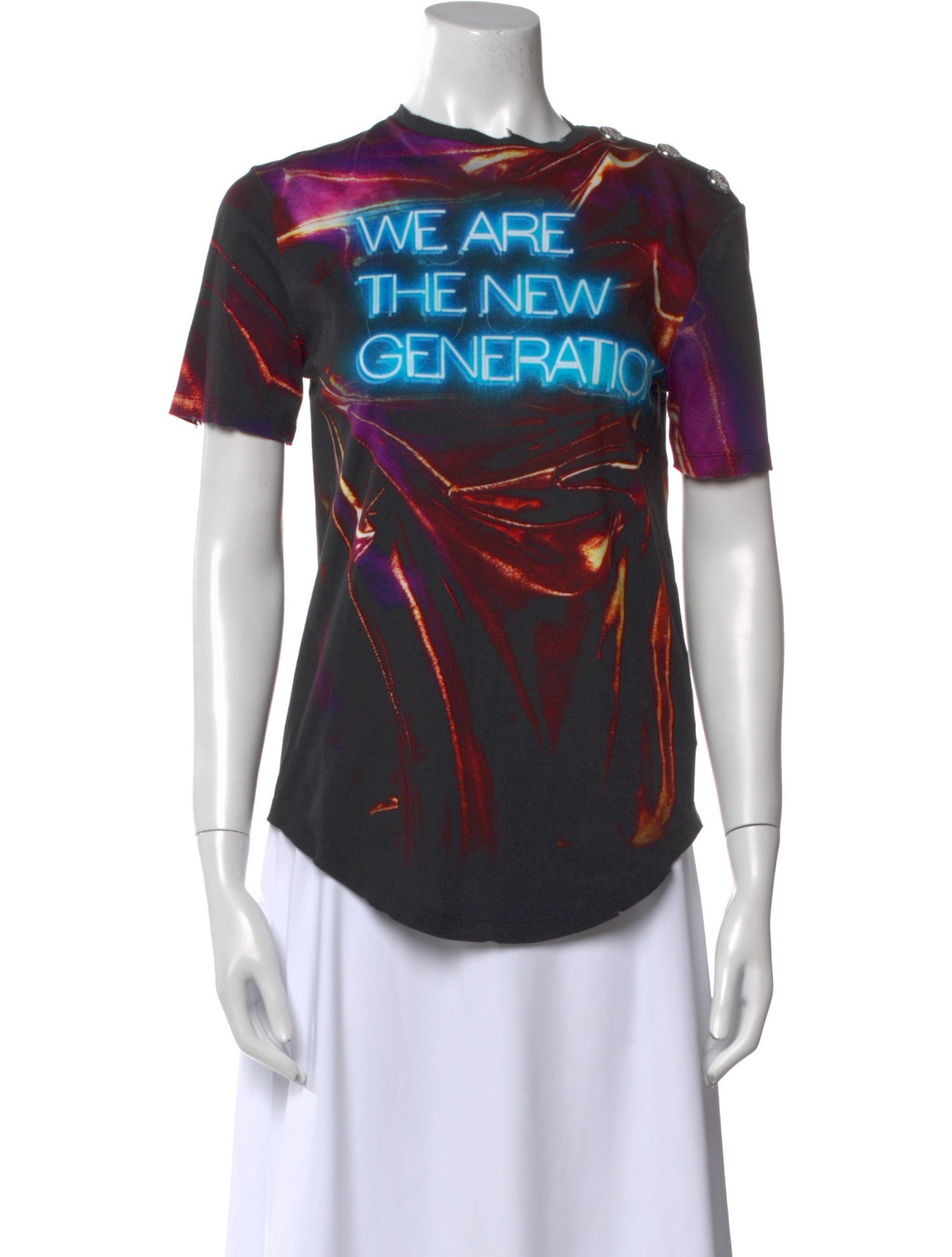 Balmain Graphic Print Crew Neck T-Shirt w/ Tags