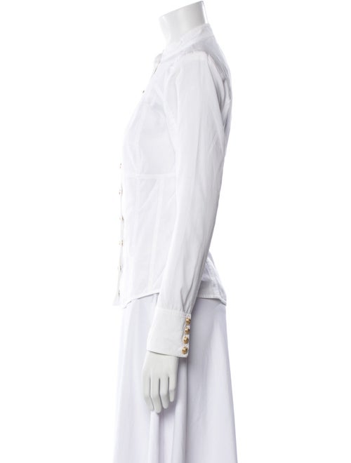 Balmain Mock Neck Long Sleeve Button-Up Top