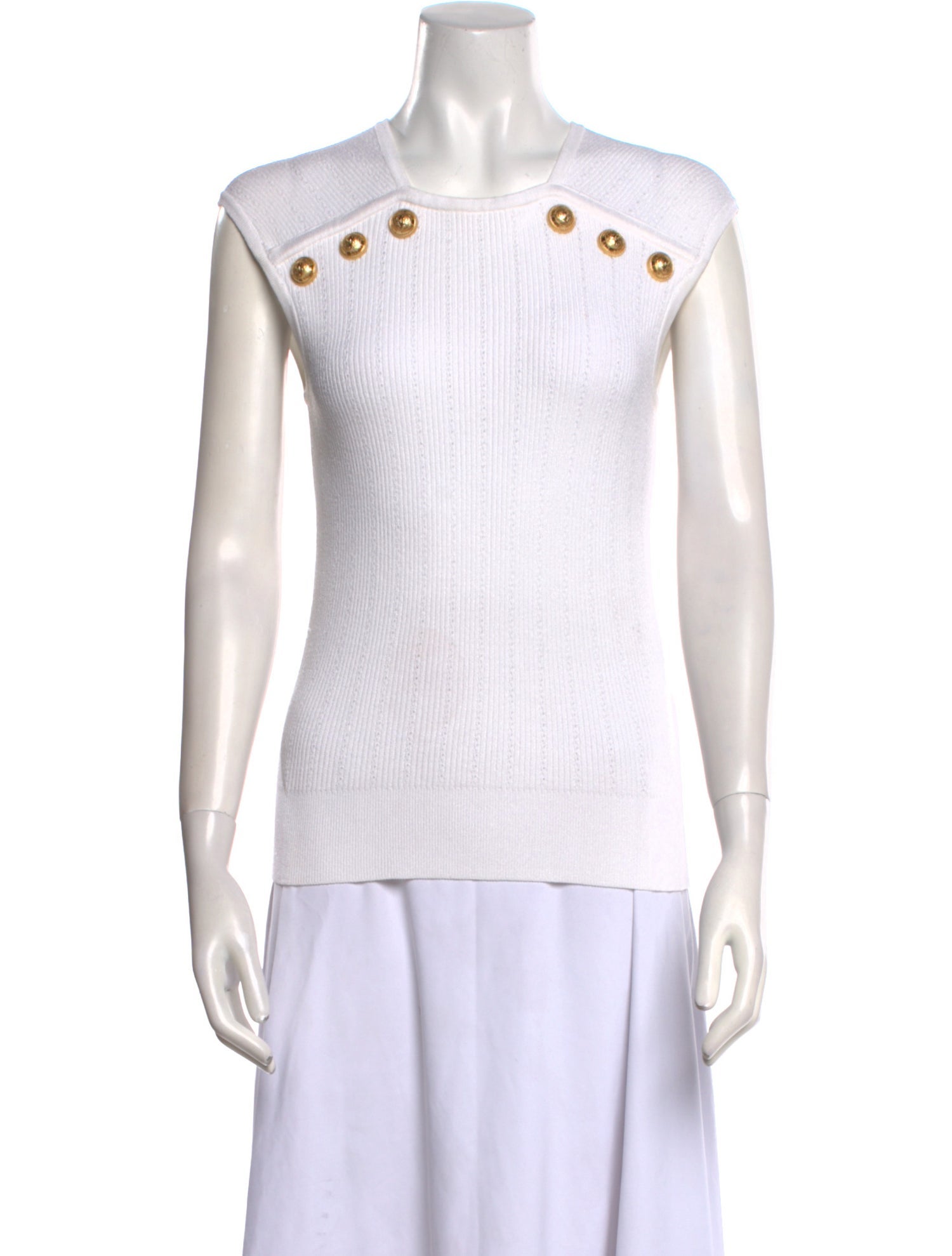 Balmain Mock Neck Sleeveless Top