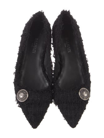 Balmain Tweed Studded Accents Flats