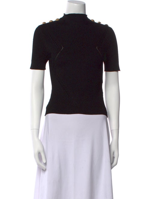 Balmain Mock Neck Short Sleeve Top