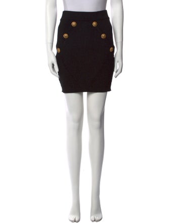 Balmain Leather Trim Embellishment Mini Skirt