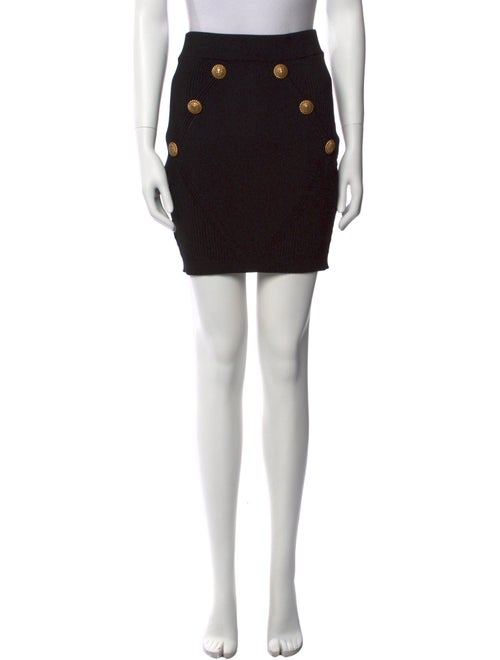 Balmain Leather Trim Embellishment Mini Skirt