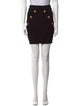 Balmain Leather Trim Embellishment Mini Skirt