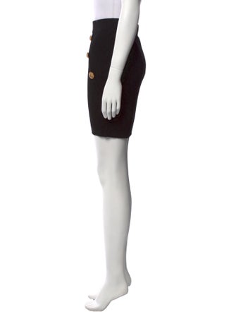 Balmain Leather Trim Embellishment Mini Skirt