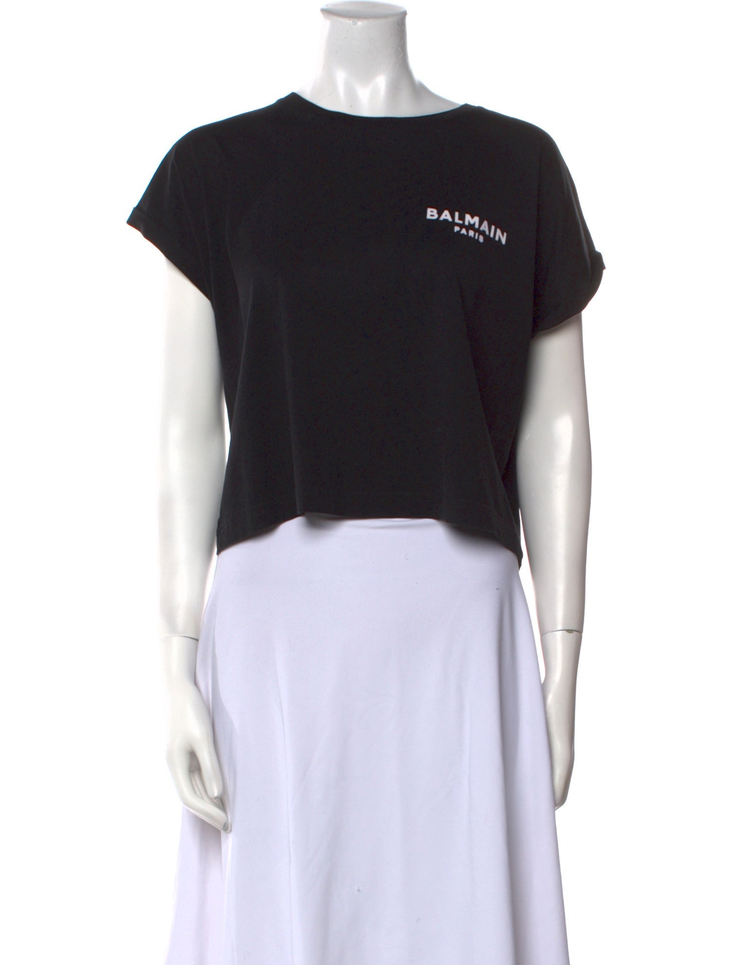 Balmain Graphic Print Crew Neck Crop Top