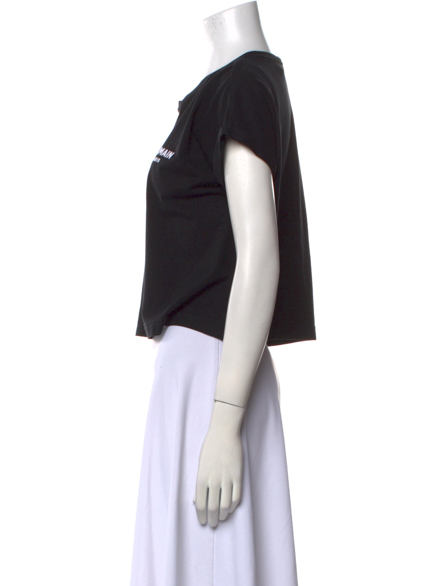 Balmain Graphic Print Crew Neck Crop Top