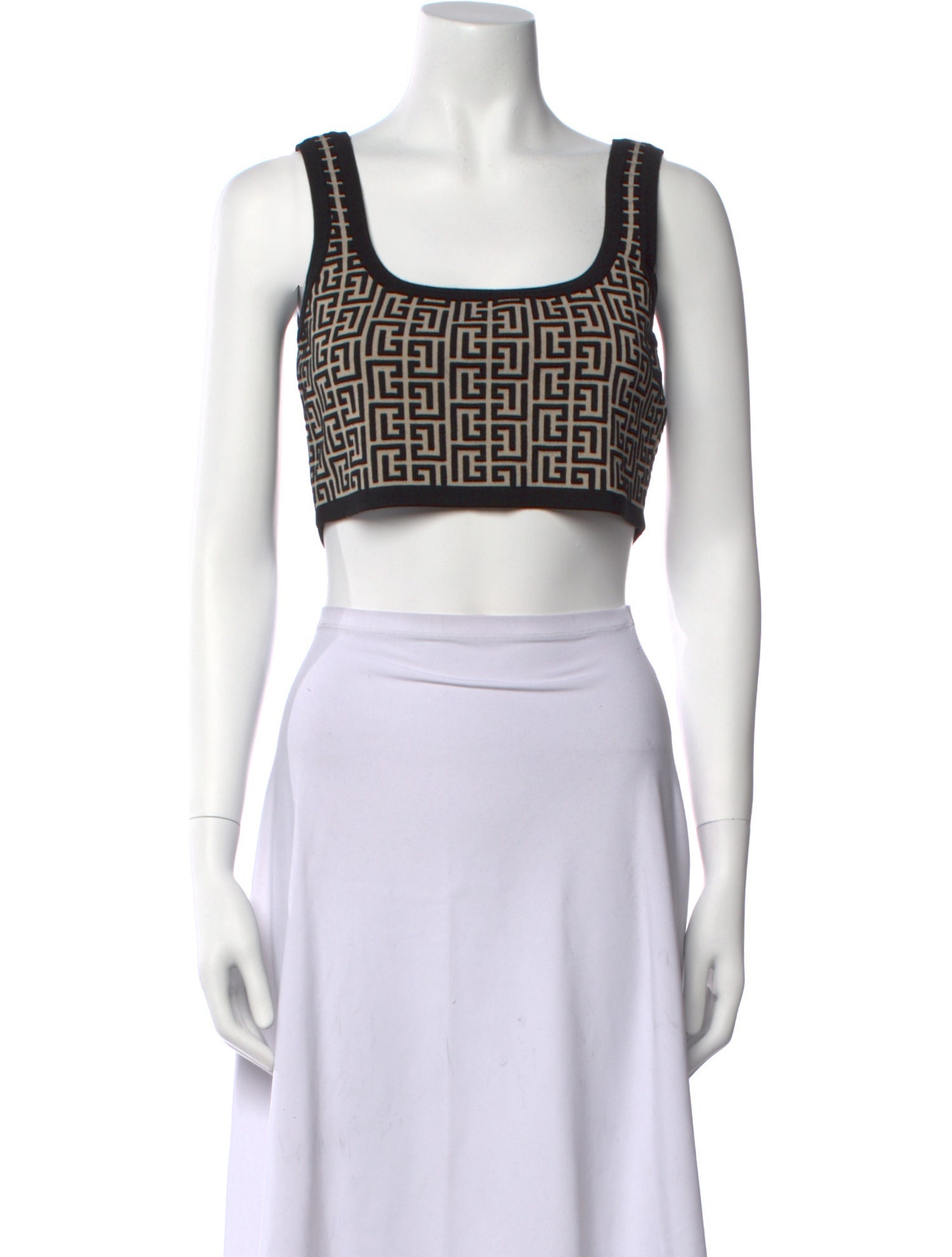 Balmain Virgin Wool Printed Crop Top