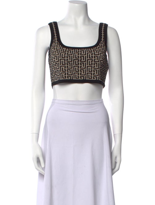Balmain Virgin Wool Printed Crop Top