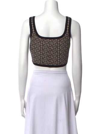 Balmain Virgin Wool Printed Crop Top