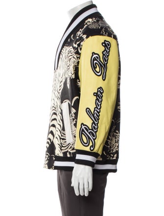 Balmain Goat Leather Printed Bomber Jacket