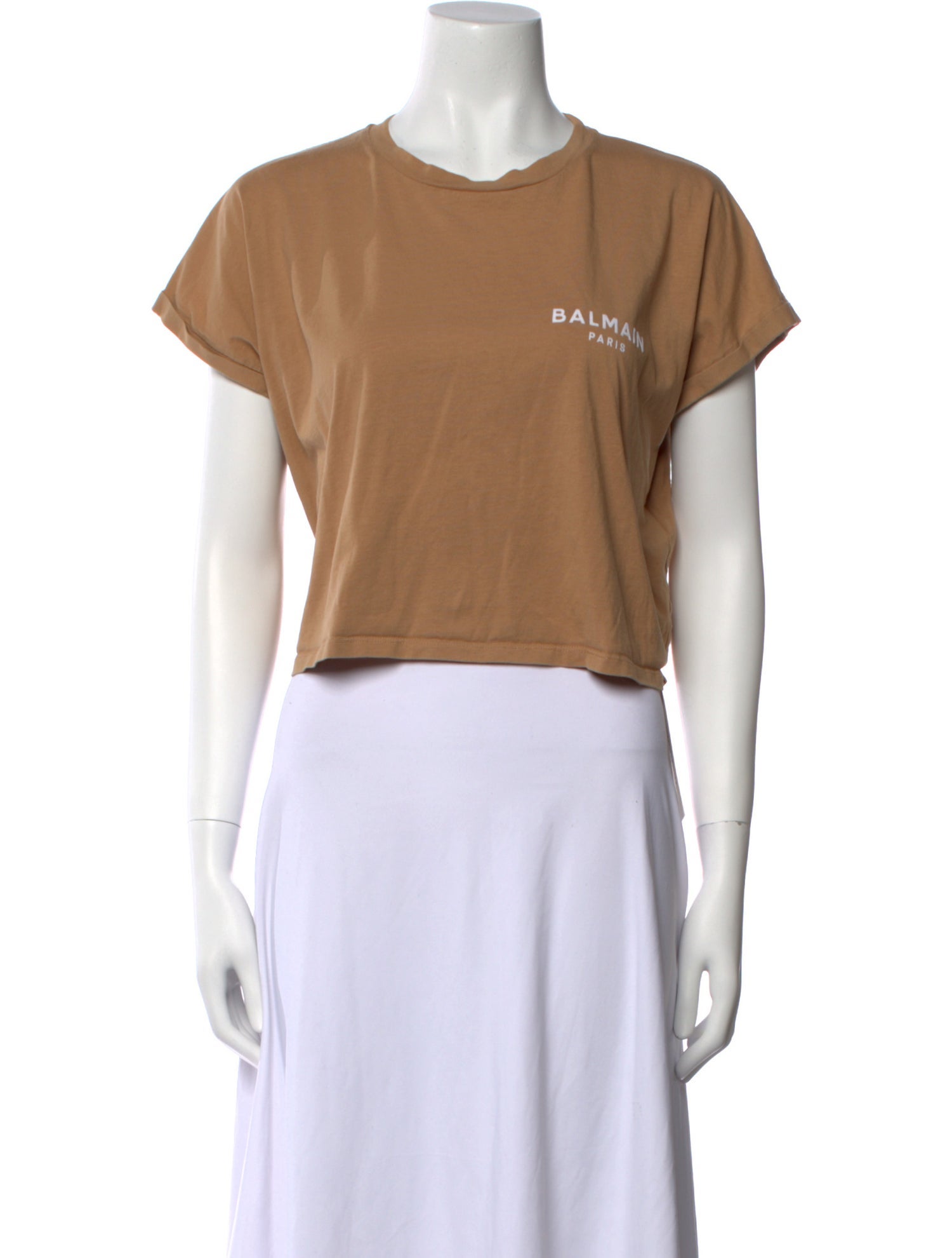 Balmain Crew Neck Short Sleeve Crop Top