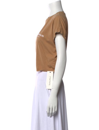 Balmain Crew Neck Short Sleeve Crop Top