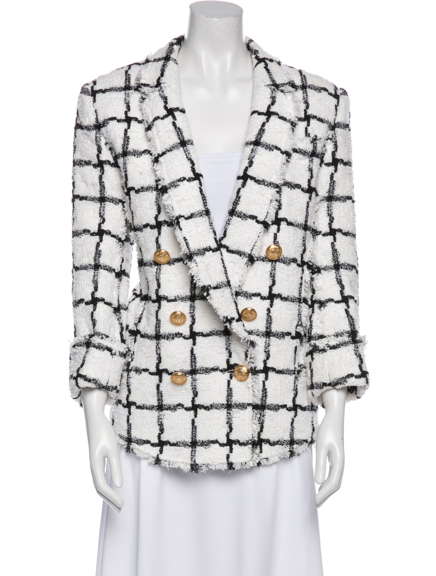 Balmain Plaid Print Blazer