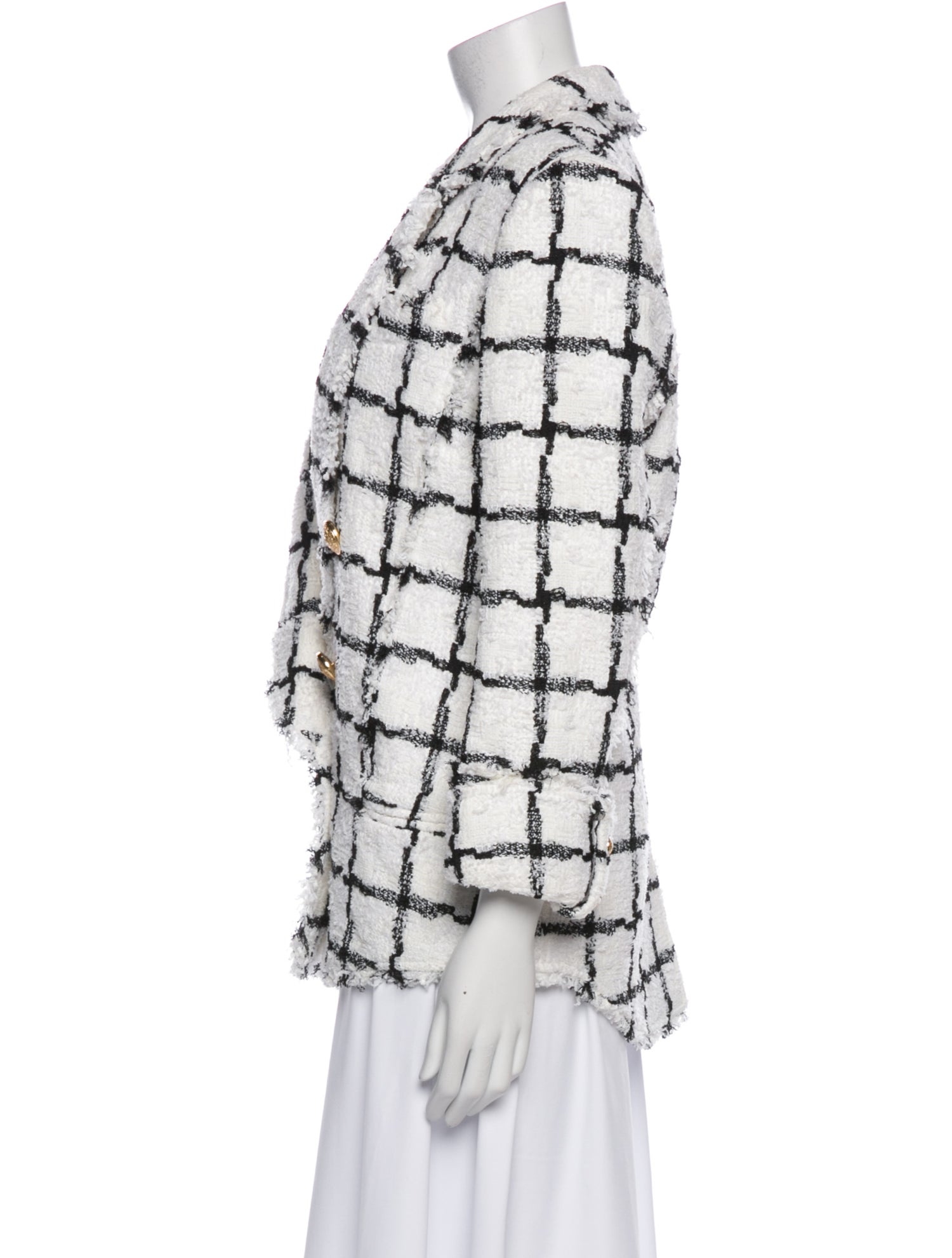 Balmain Plaid Print Blazer