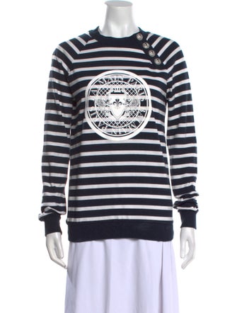Balmain Striped Crew Neck Sweatshirt