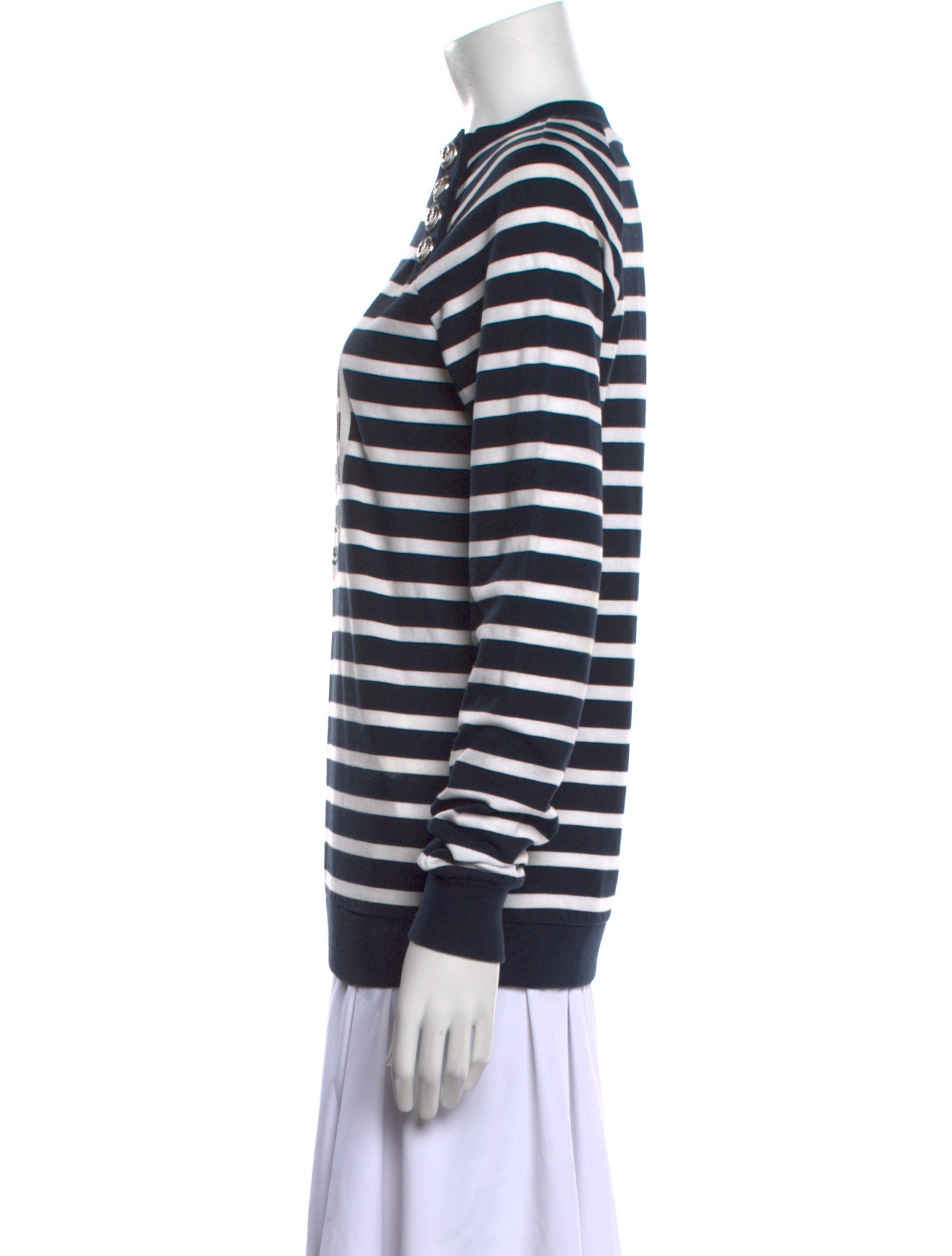 Balmain Striped Crew Neck Sweatshirt