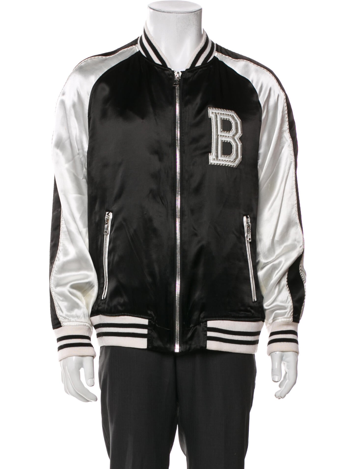 Balmain Striped Bomber Jacket