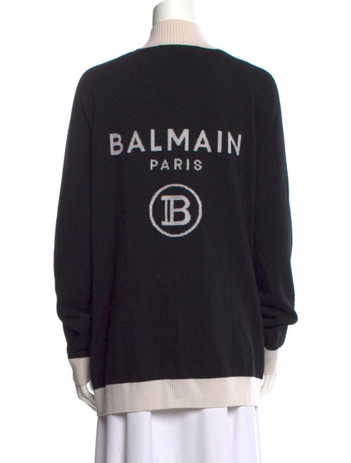 Balmain Wool Colorblock Pattern Sweater