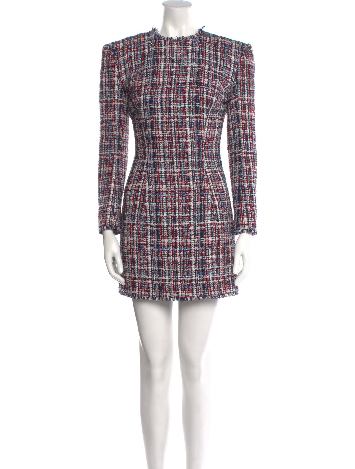 Balmain Plaid Print Mini Dress
