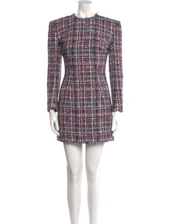 Balmain Plaid Print Mini Dress