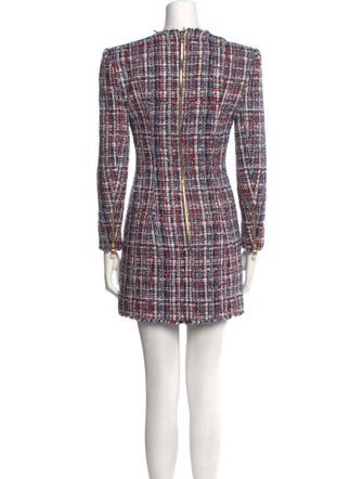 Balmain Plaid Print Mini Dress