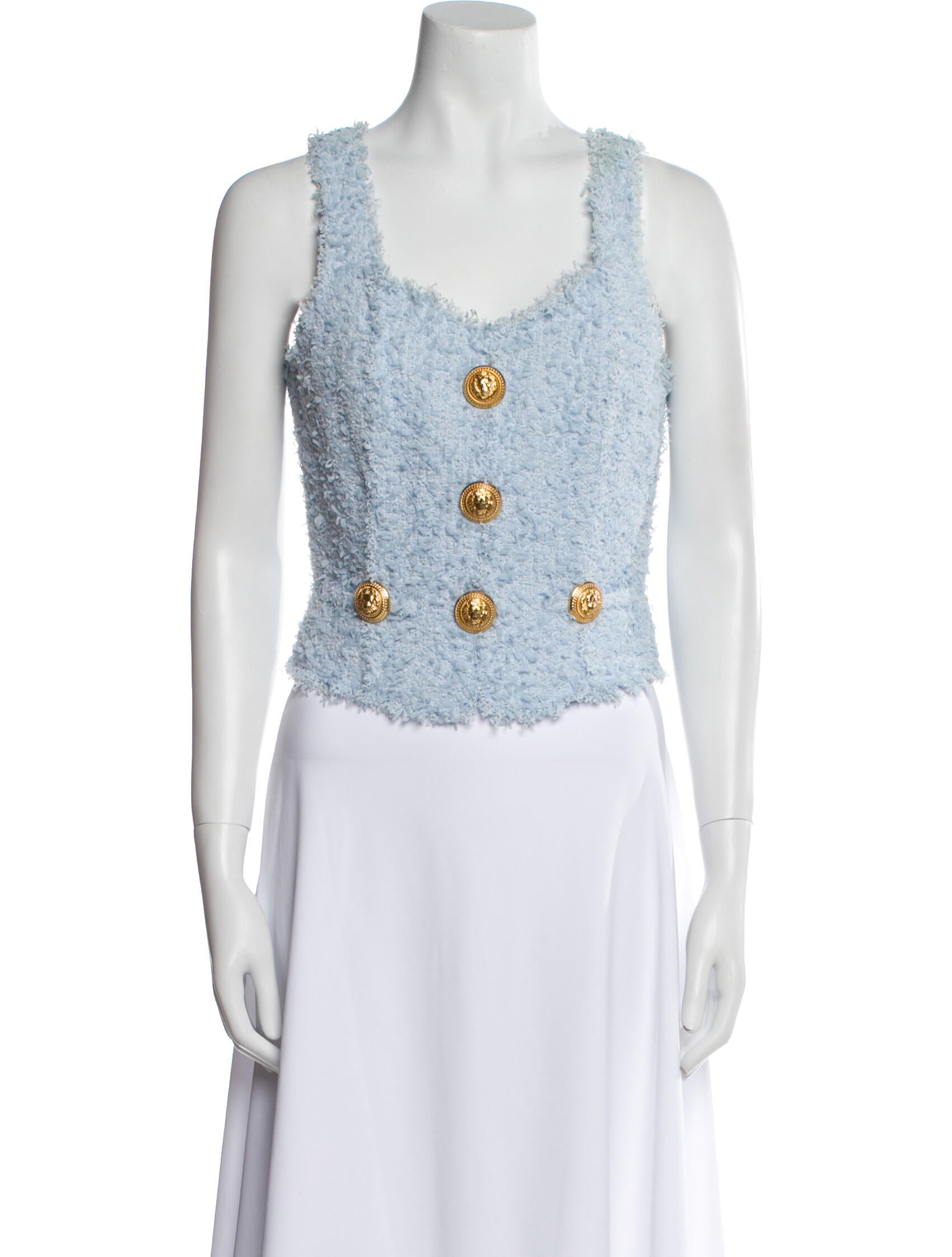 Balmain Floral Print Scoop Neck Crop Top w/ Tags