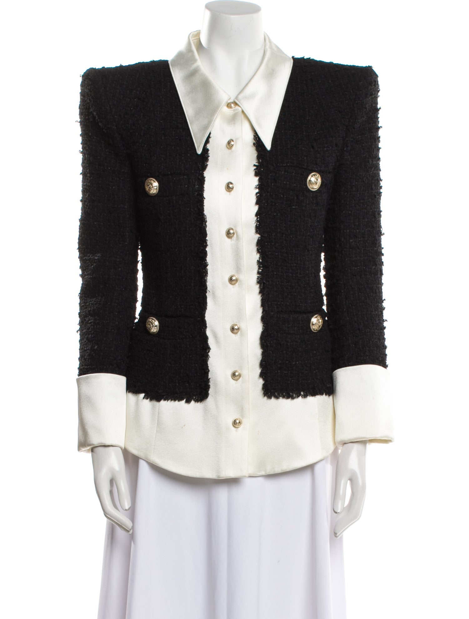 Balmain Tweed Colorblock Pattern Evening Jacket