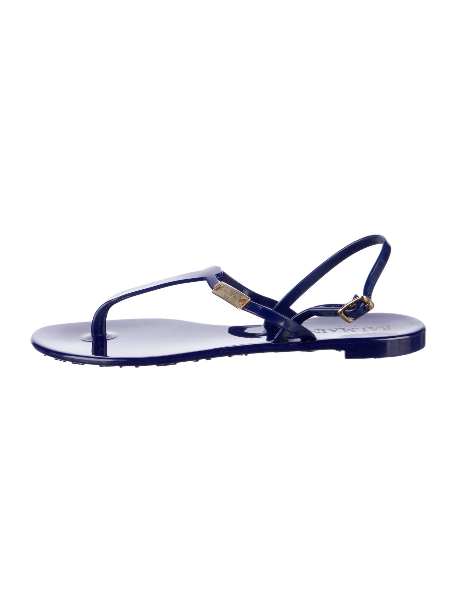 Balmain Rubber T-Strap Sandals