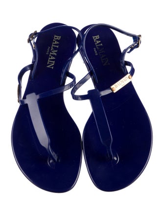 Balmain Rubber T-Strap Sandals