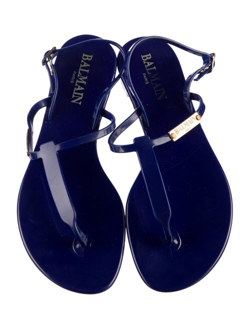 Balmain Rubber T-Strap Sandals